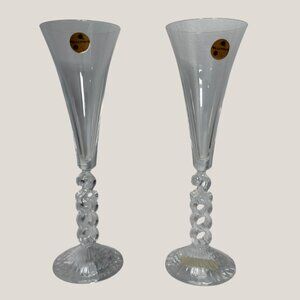 Cristal D'Arques Millennium 2000 Champagne Flutes - Set of 2 Lead Crystal Y2K